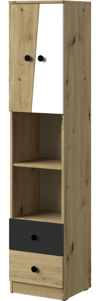 Bücherregal "Nero" Standregal 40cm artisan eiche weiß schwarz matt Bild 1