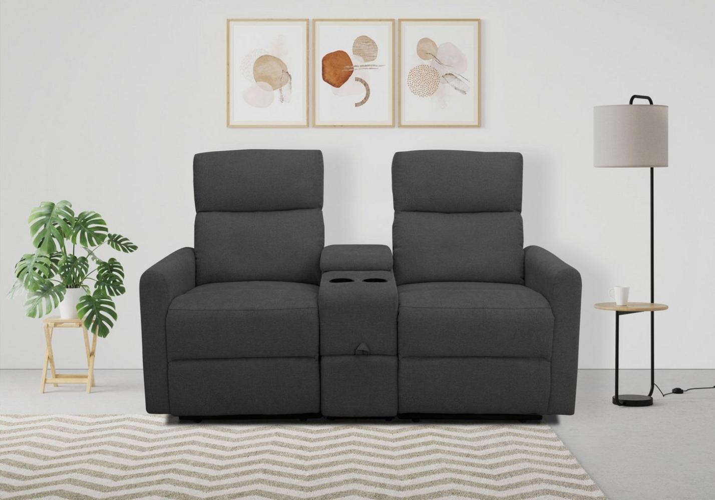 Home affaire 2-Sitzer Daoulas, 2er-Kinosofa, TV-Sessel, Multimedia-Sofa, Kinosofa mit Relaxfunktion, Getränkehalter und Stauraum Bild 1