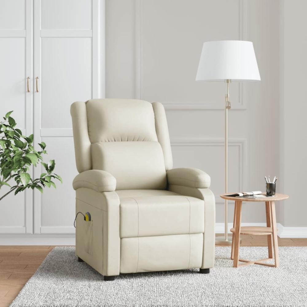 vidaXL Massagesessel Cremeweiß Kunstleder Bild 1