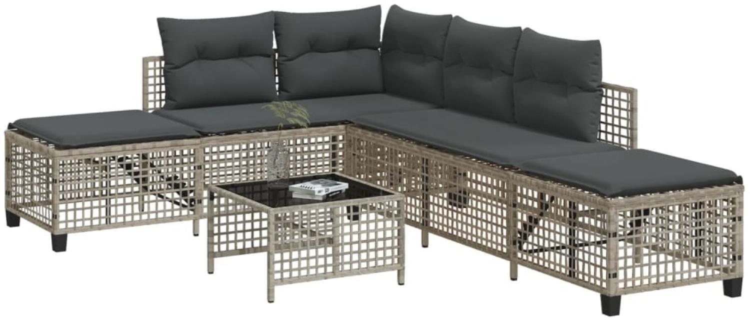 vidaXL 3-tlg. Garten-Ecksofa-Set mit Kissen Hellgrau Poly Rattan 365449 Bild 1