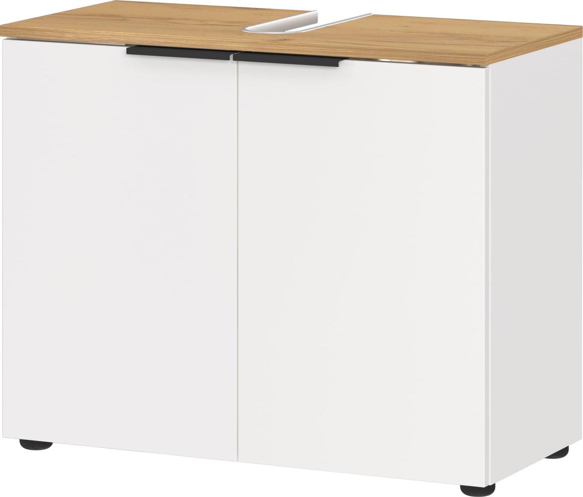 Kadima Design Waschbeckenunterschrank mit Siphonaussparung, 70x34x58, Weiß-Beige, Made in Germany, "Taho"-Serie Bild 1