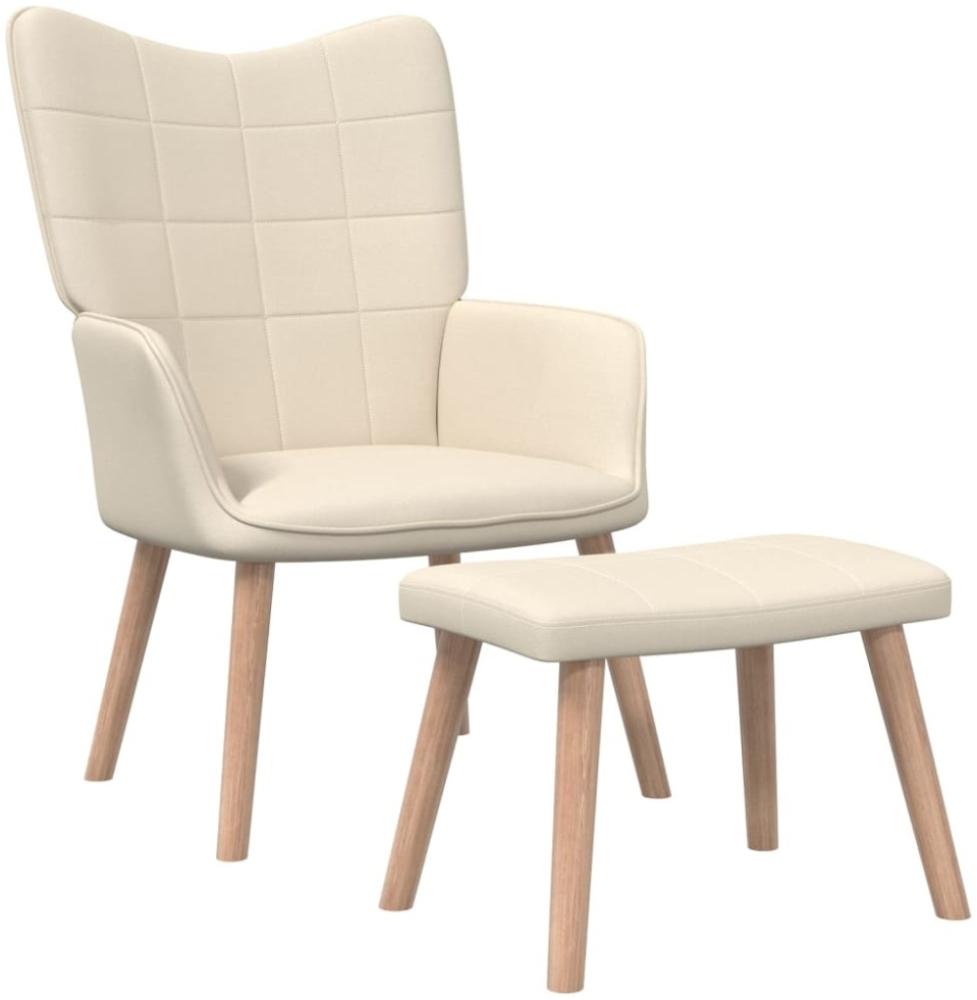 vidaXL Relaxsessel mit Hocker Creme Stoff [327932] Bild 1