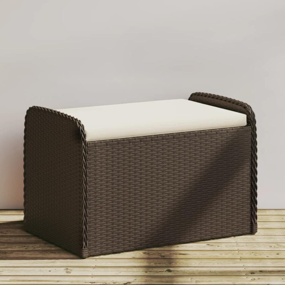 vidaXL Sitzbank mit Stauraum & Kissen Braun 80x51x52 cm Poly Rattan 365732 Bild 1