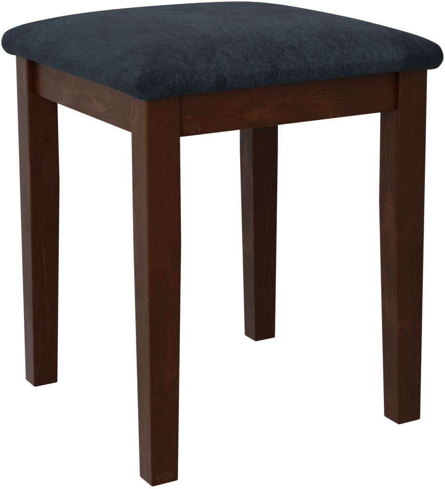 Hocker T3, Schemel bis 120 kg, aus Buchenholz, 36x36x47 cm (Stoff: Zetta 300, Holzfarbe: Nuss) Bild 1