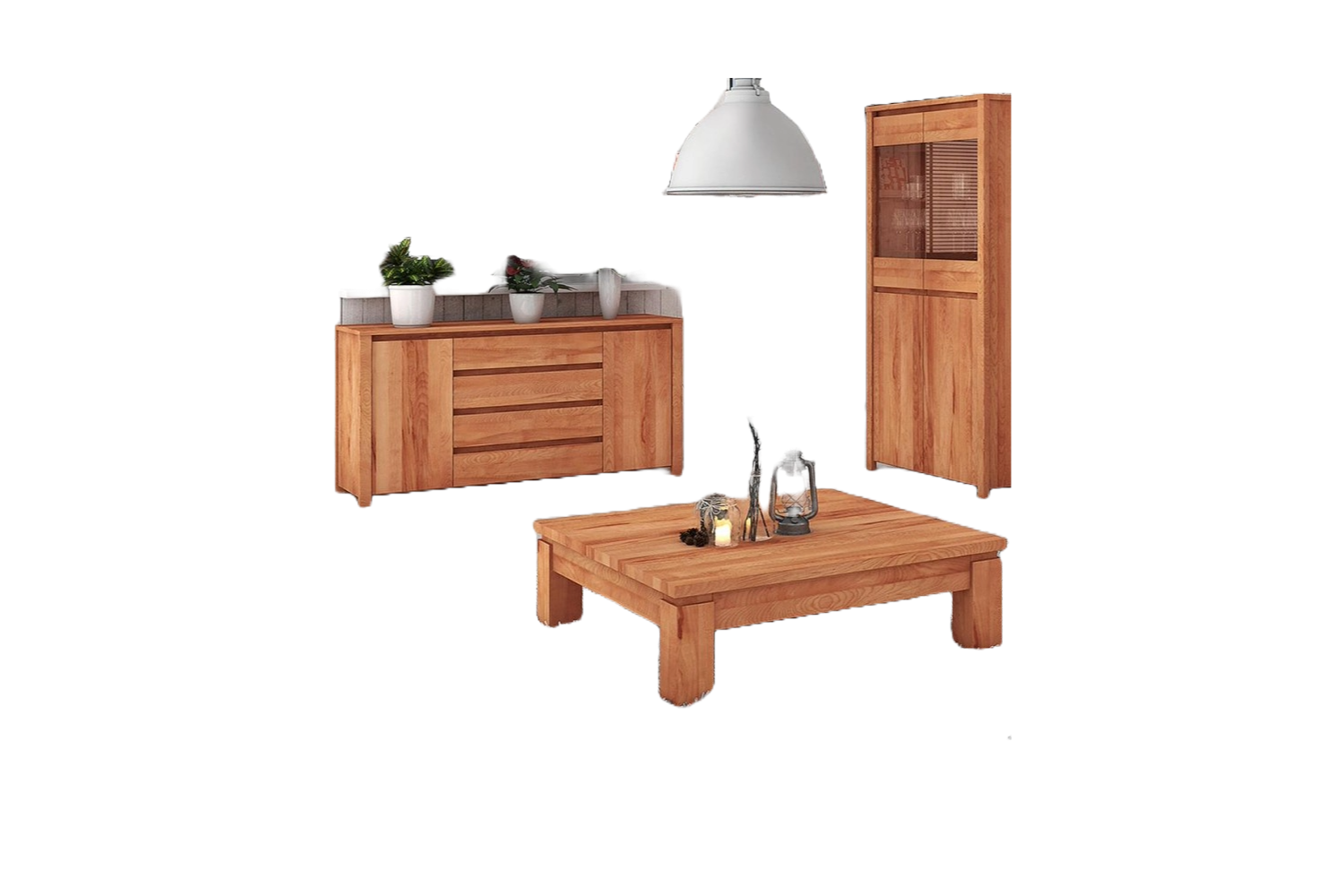 Couchtisch Tinci aus Kernbuche massiv 60x110x40 cm mit Holzbeinen Bild 1