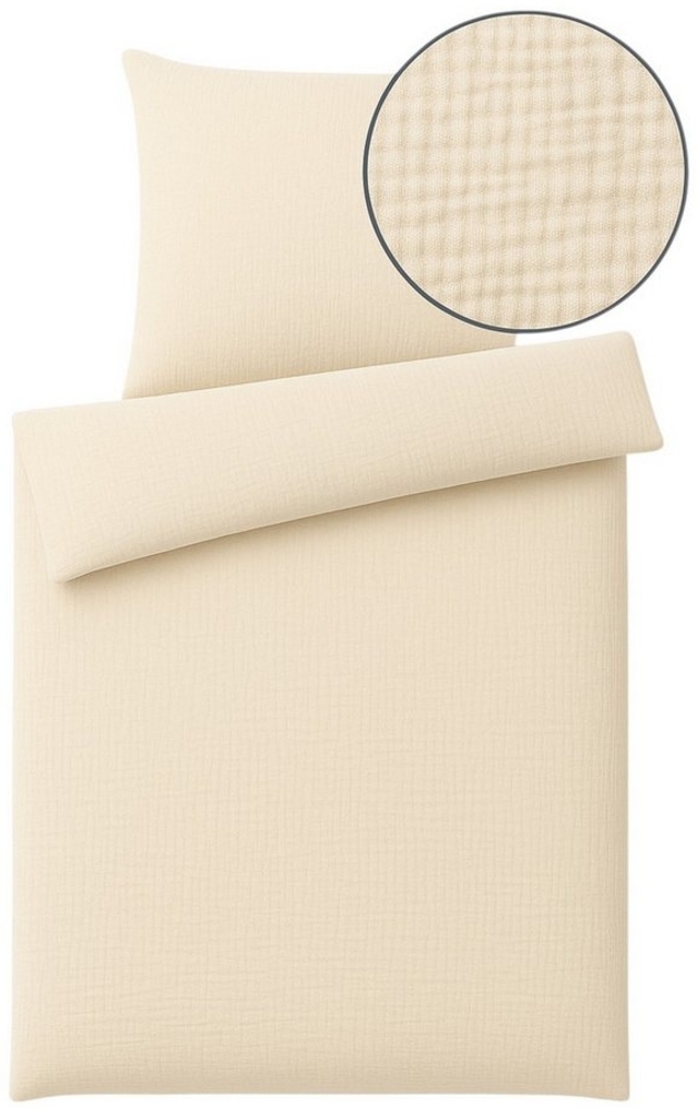 One Home Bettwäsche Musselin, Musselin, 2 teilig, Unifarben, weiche Baumwolle Sommer und Winter geeignet Bild 1