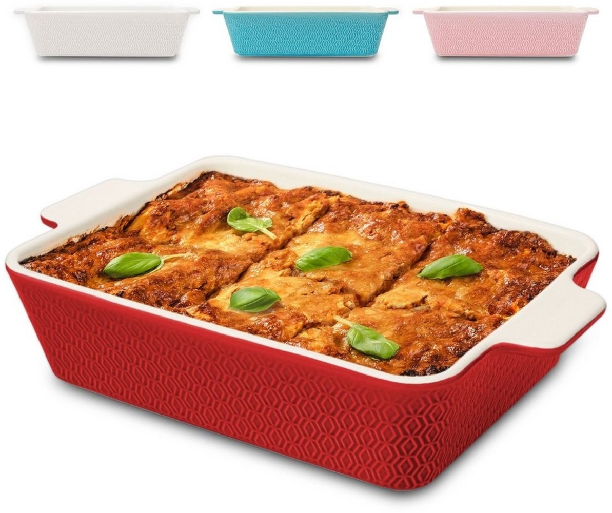 Praknu Auflaufform Auflaufform Groß aus Keramik - Extra Hoher Rand - Für Lasagne, – Für, Porzellan - Keramik, (1-St), Für 4 Personen Lasagne, Tiramisu & Auflauf - Hoher Rand - Rechteckig Bild 1
