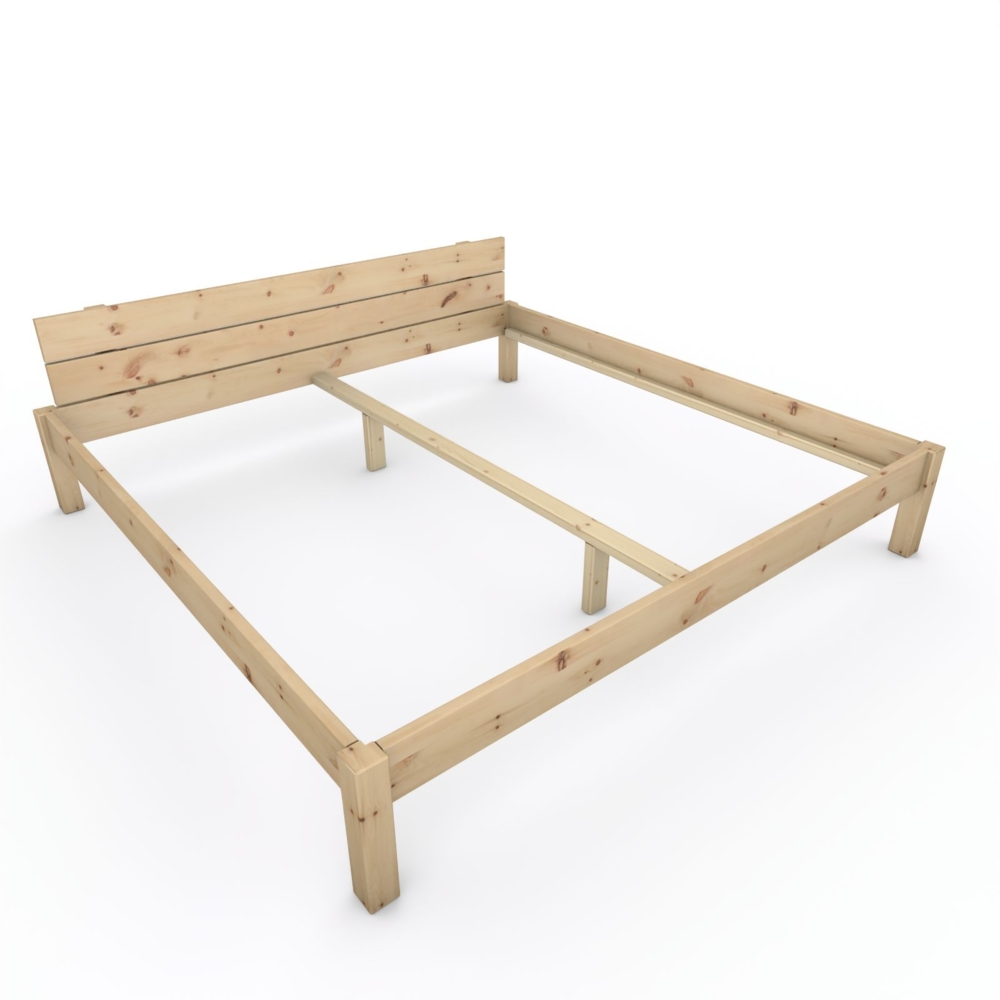 Pfostenbett "metallarm" Zirbe Holzbett "Daybett" 200 x 200cm 38cm Doppelbett Bild 1
