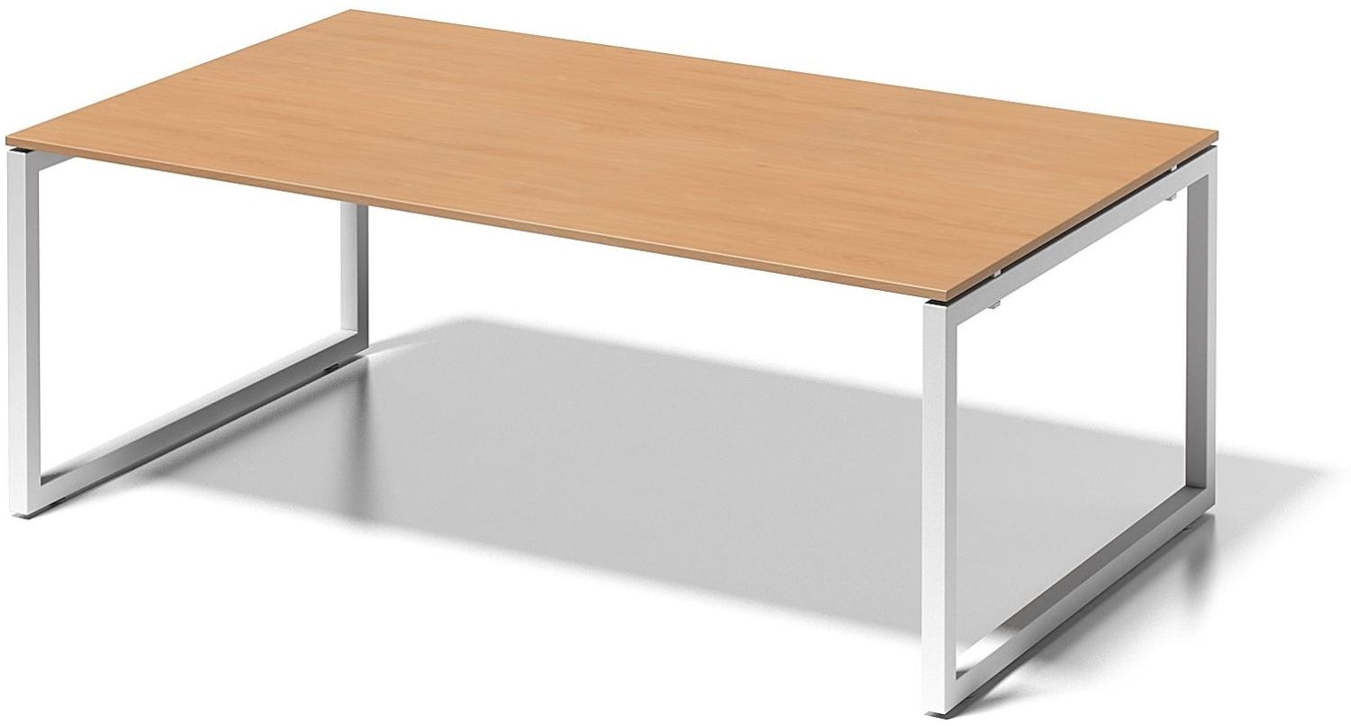 Cito Chefarbeitsplatz/Konferenztisch, 740 mm höhenfixes O-Gestell, H 19 x B 2000 x T 1200 mm, Dekor buche, Gestell verkehrsweiß Bild 1