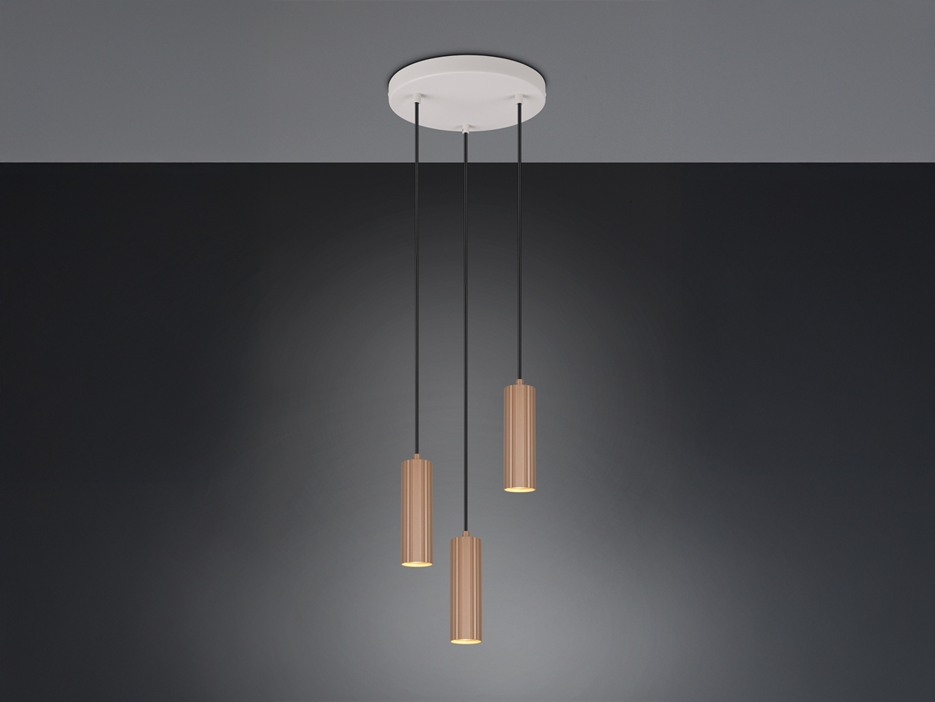 Moderne Cluster Pendelleuchte SOKA 3-flammig Metall Hellgrau & Coffee Ø 28cm Bild 1