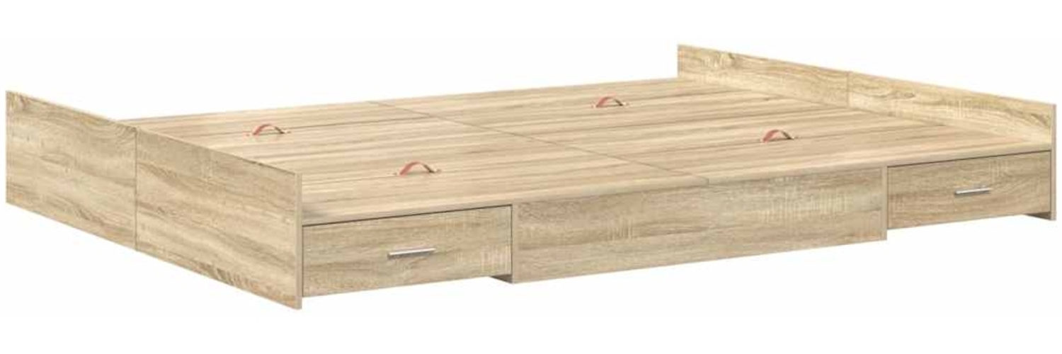 vidaXL Aufbewahrungsbettgestell mit Kopfteil Sonoma-Eiche 135 x 190 cm 3335319 Bild 1