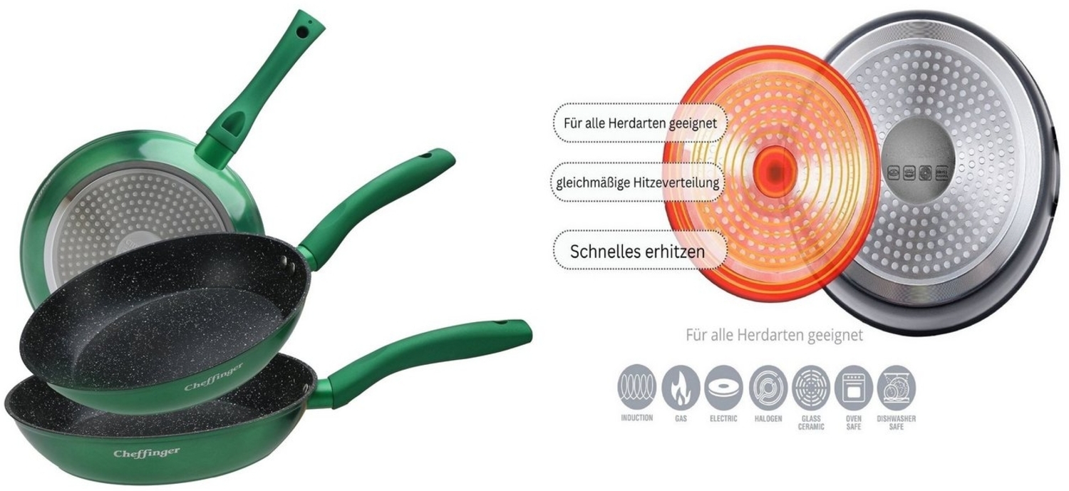 Bratpfanne Pfannen Set 3-tlg beschichtet Induktion CF-FA03 Grün Bild 1