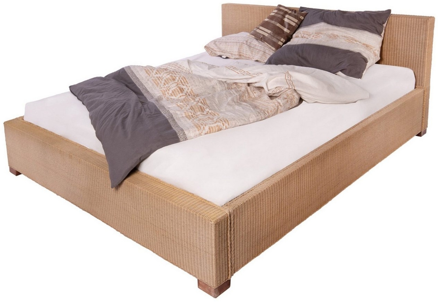 SAM® Massivholzbett Ariana, Doppelbett aus geflochtenem Loom, sehr robust, Handfertigung Bild 1