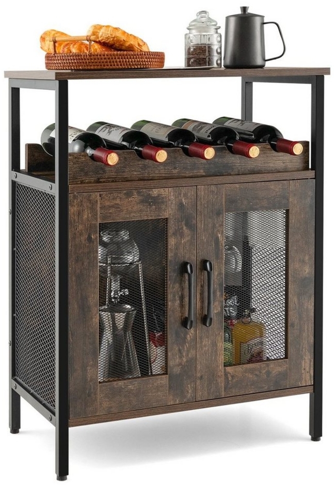 COSTWAY Weinschrank Kühlschrank mit abnehmbarem Weinregal, Holz Bild 1