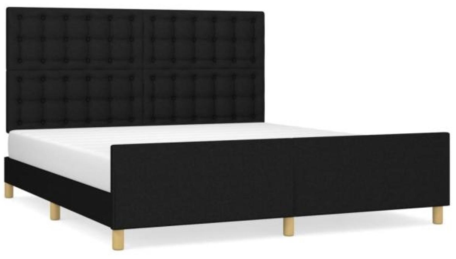 Doppelbett mit Kopfteil Stoff Schwarz 160 x 200 cm Bild 1