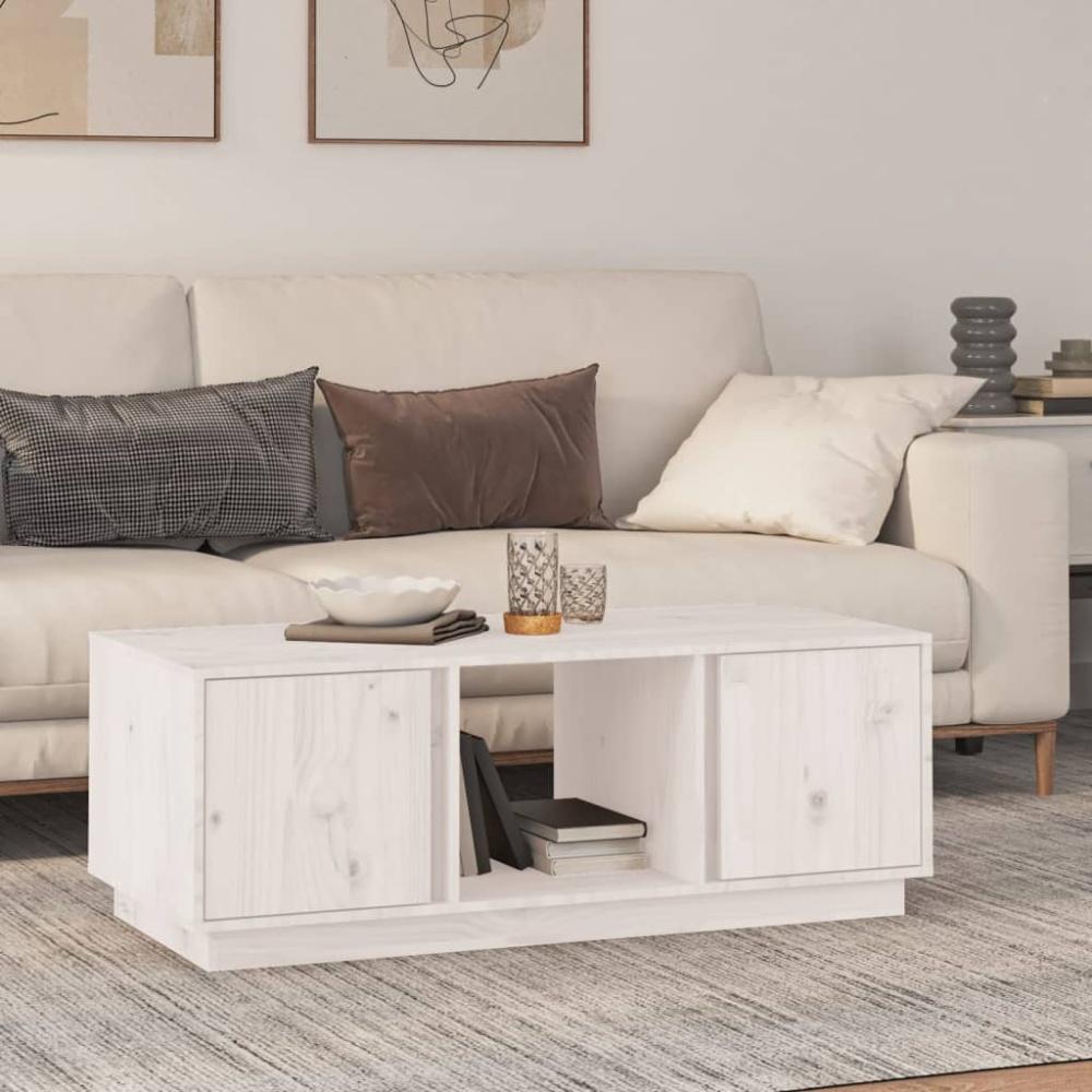 vidaXL Couchtisch Weiß 110 x 50 x 40 cm Massivholz Kiefer [814425] Bild 1