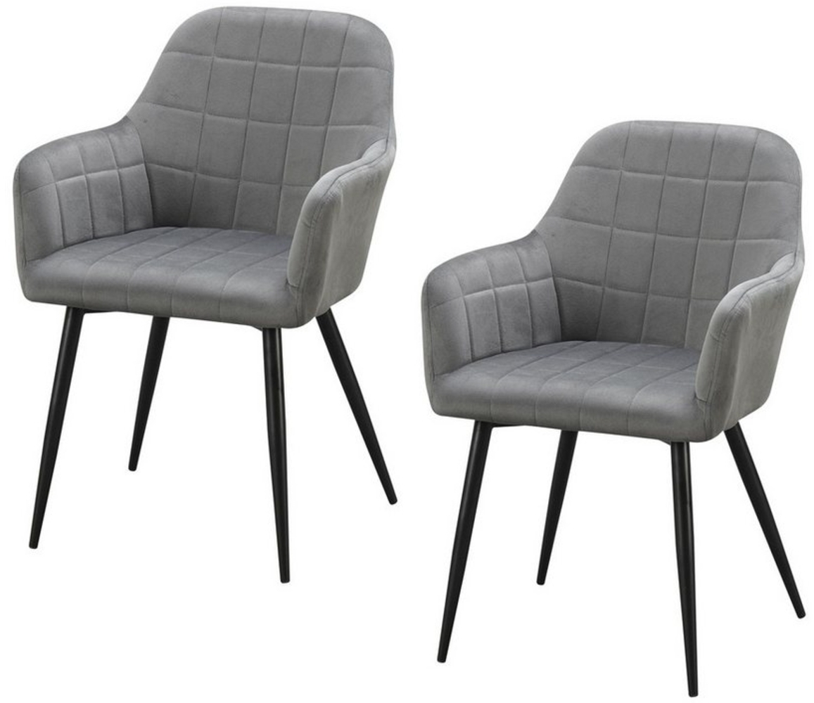 HTI-Living Esszimmerstuhl Esszimmerstuhl 2er Set Grau Velvet Albany (Set, 2 St), bequemer Stuhl für Ess- und Wohnzimmer Bild 1