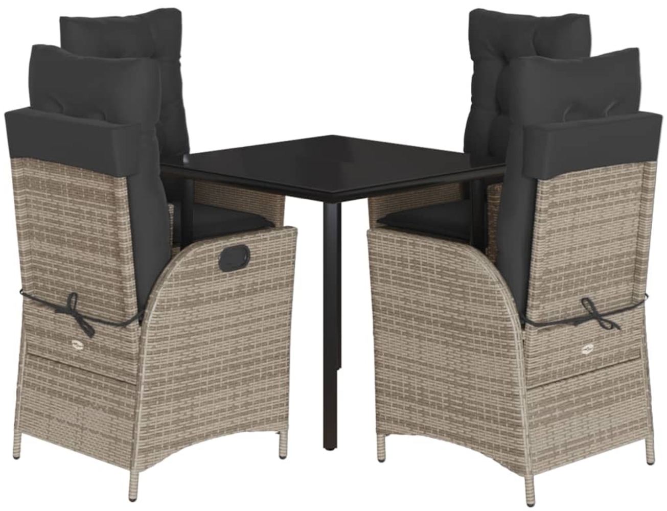 vidaXL 5-tlg. Garten-Essgruppe mit Kissen Grau Poly Rattan 3213225 Bild 1