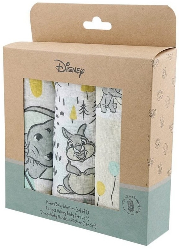 enesco Spucktuch Disney Spucktuch Mulltücher 3erSet saugfähiger Musselin Bio-Baumwolle Bild 1