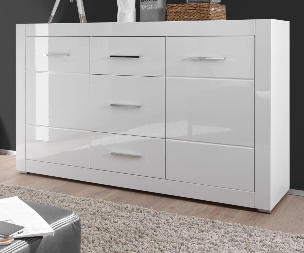 Sideboard Carrara in Hochglanz weiß 164 x 97 cm Bild 1