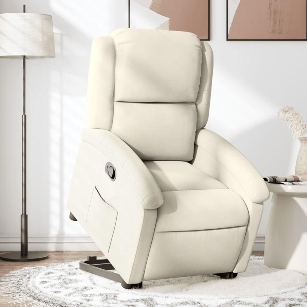 vidaXL Relaxsessel mit Aufstehhilfe Creme Samt 3204309 Bild 1