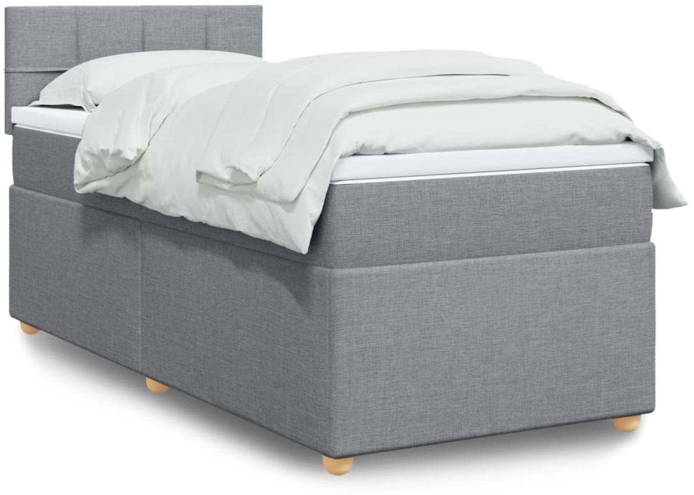 vidaXL Boxspringbett mit Matratze Hellgrau 100x200 cm Stoff 3288891 Bild 1