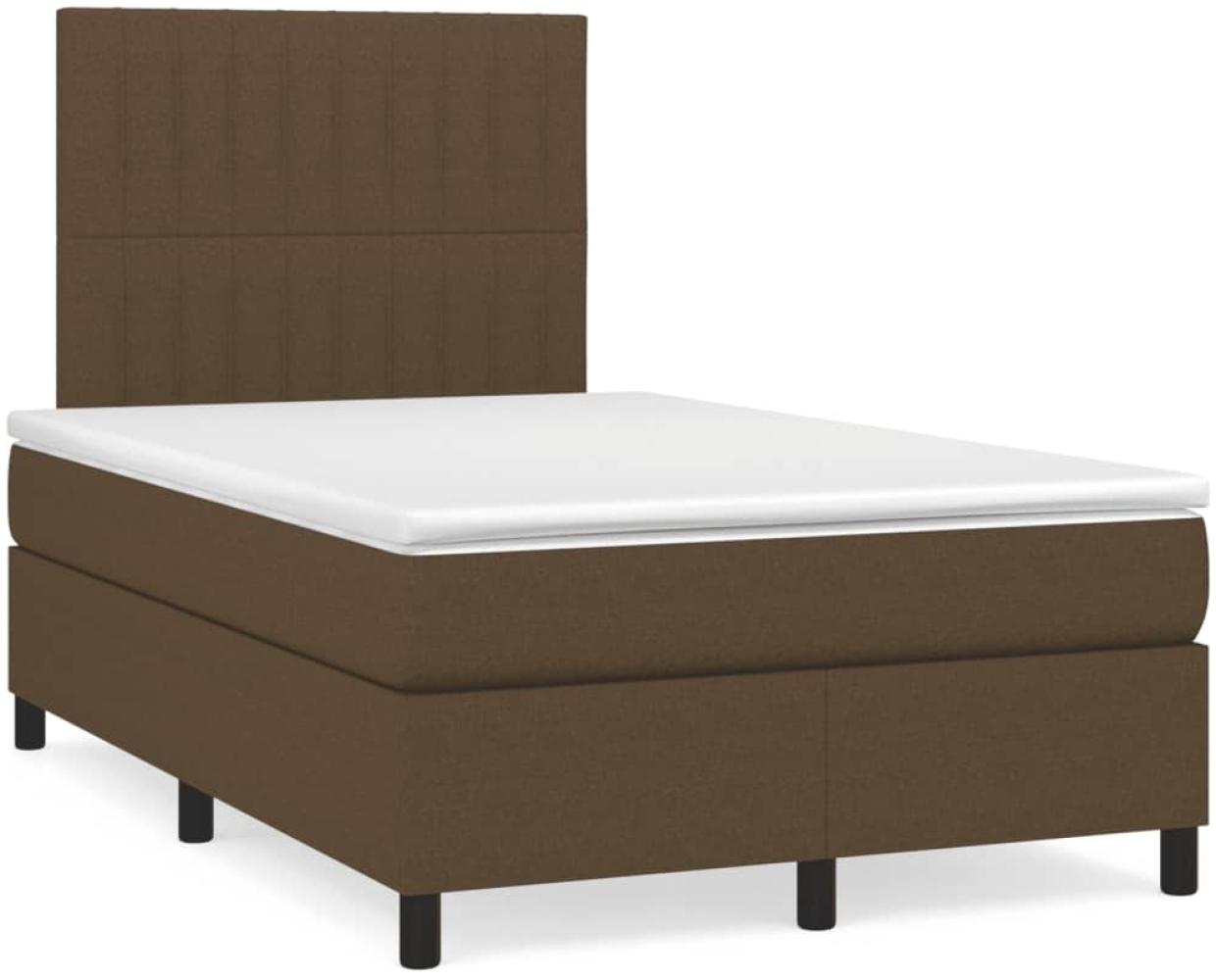 vidaXL Boxspringbett mit Matratze Dunkelbraun 120x190 cm Stoff 3269898 Bild 1