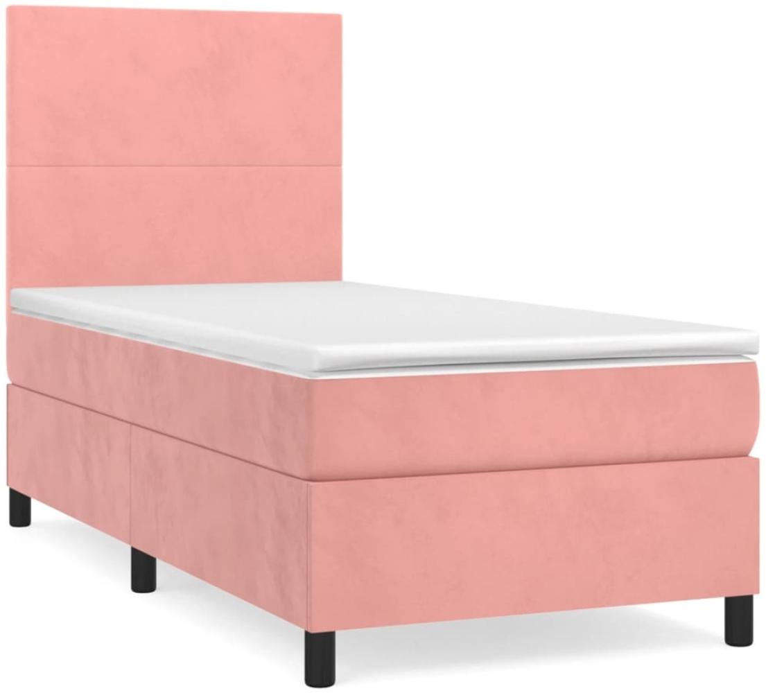 vidaXL Boxspringbett mit Matratze Rosa 80x200 cm Samt 3142874 Bild 1