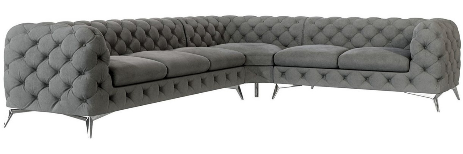 S-Style Möbel Ecksofa Chesterfield Kalina mit Silber Metall Füßen, Die Eckeinheit kann entweder rechts- oder linkshändig sein, mit Wellenfederung Bild 1