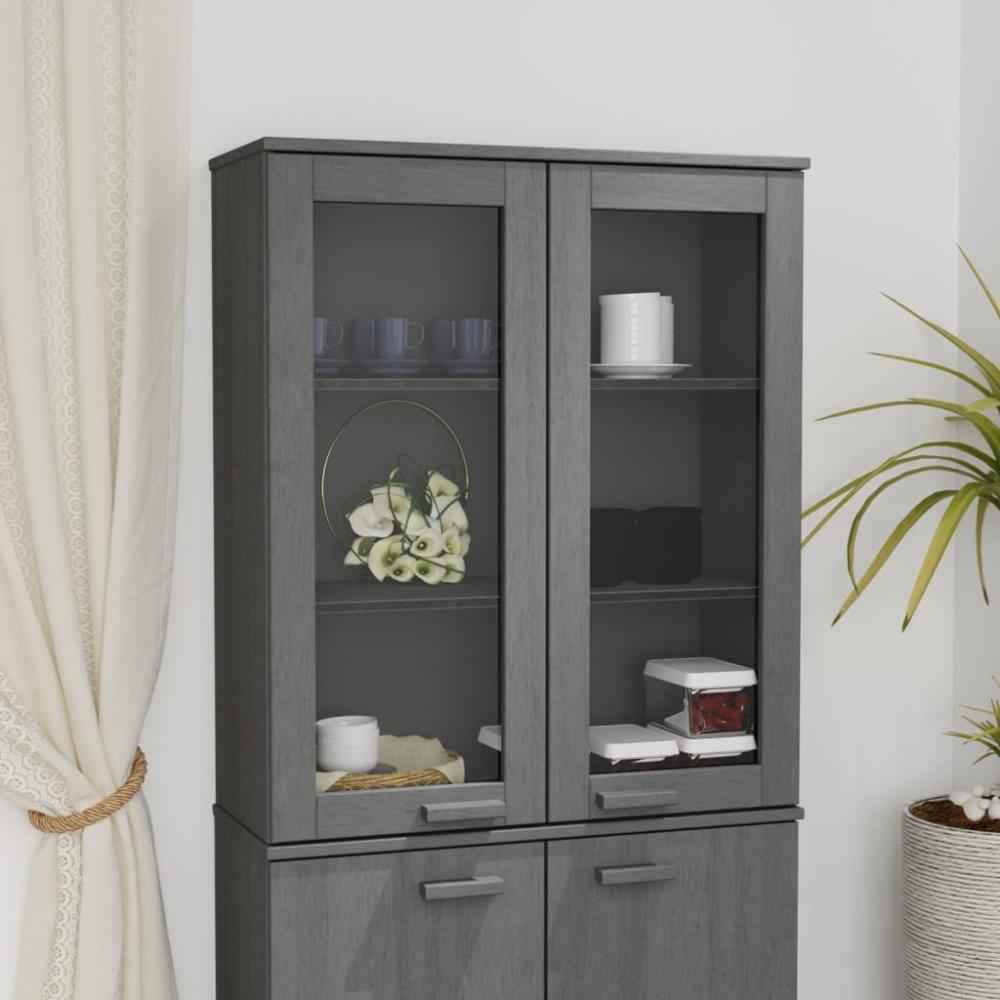 Aufsatz für Highboard Dunkelgrau 85x35x100 cm Massivholz Kiefer [340506] Bild 1