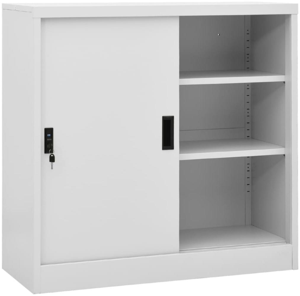 vidaXL Büroschrank mit Schiebetür Hellgrau 90x40x90 cm Stahl Bild 1