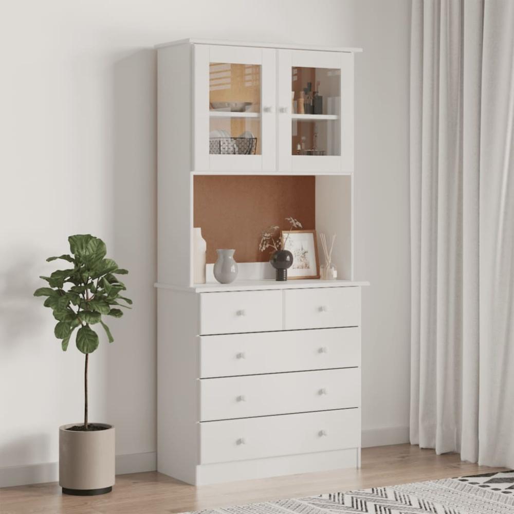 vidaXL Highboard ALTA Weiß 77x35x165 cm Massivholz Kiefer Bild 1