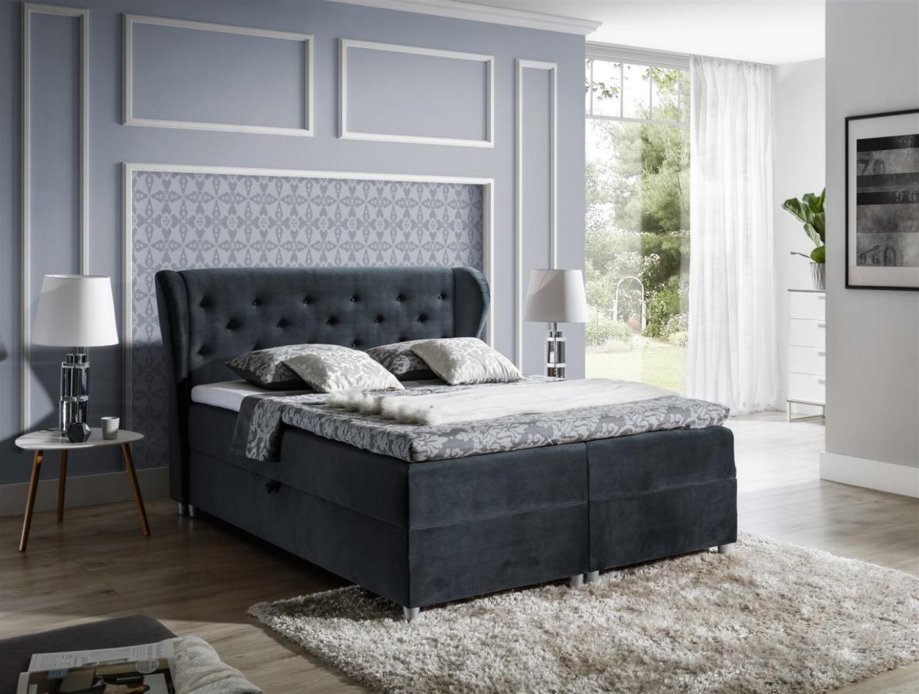 Boxspringbett ARIANNA 160x200cm Stoff Anthrazitgrau Bild 1