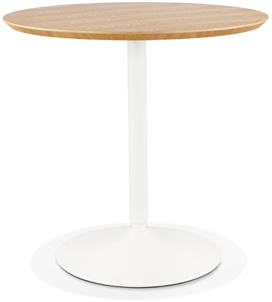 Kadima Design Tisch, Ø80 cm, Minimalistisch, Holz & Metall, Rund, Robust, Beige-Weiß Bild 1