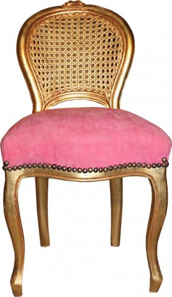 Casa Padrino Barock Damen Stuhl Rosa / Gold Schminkstuhl Bild 1