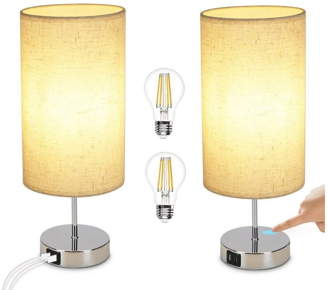 Nettlife Nachttischlampe Nachttischlampe touch dimmbar mit Ladefunktion USB, mit Ladefunktion USB, LED wechselbar, Warmweiß, für Schlafzimmer kinderzimmer Bedside Bild 1