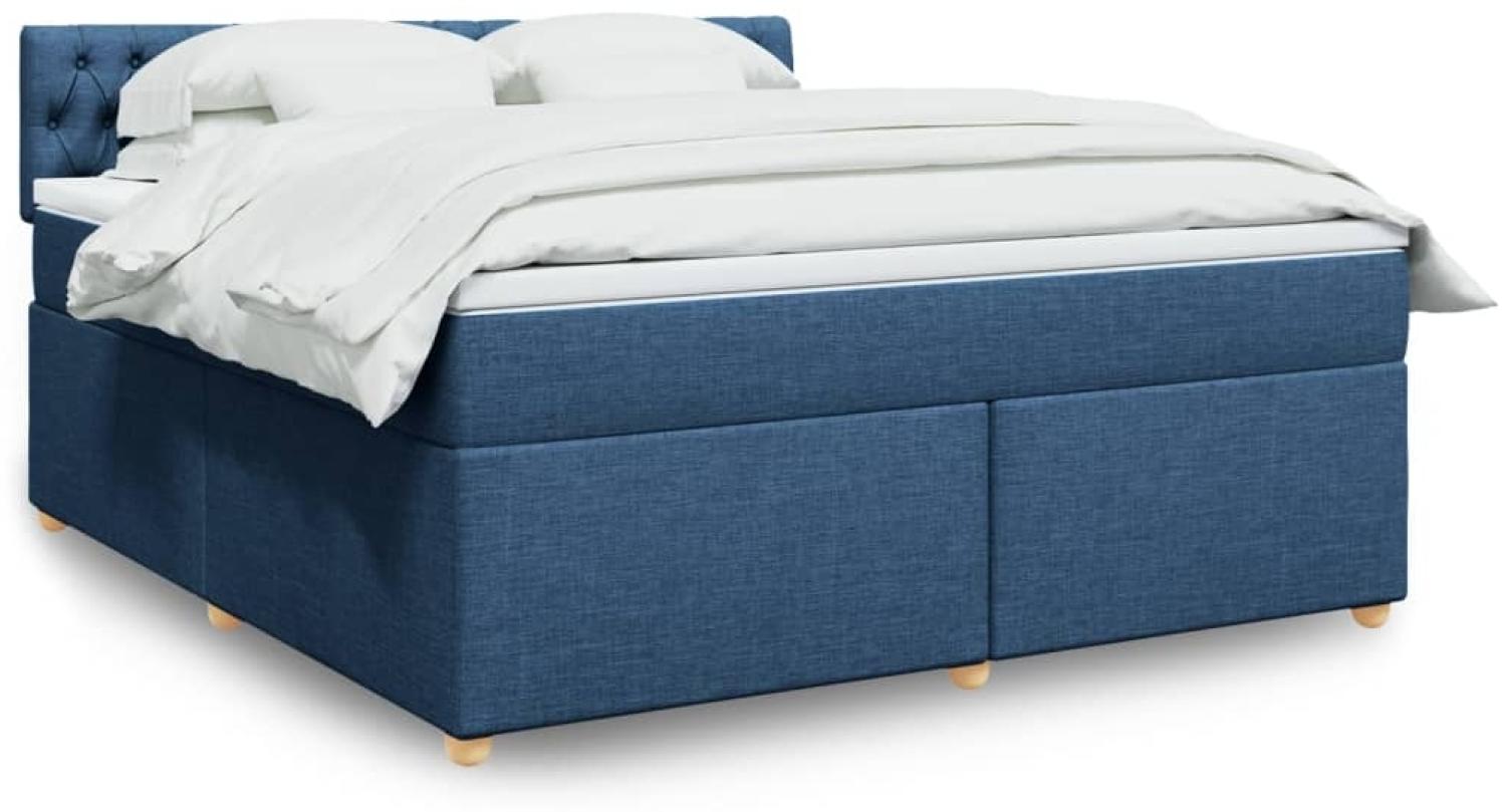 vidaXL Boxspringbett mit Matratze Blau 180x200 cm Stoff 3289072 Bild 1