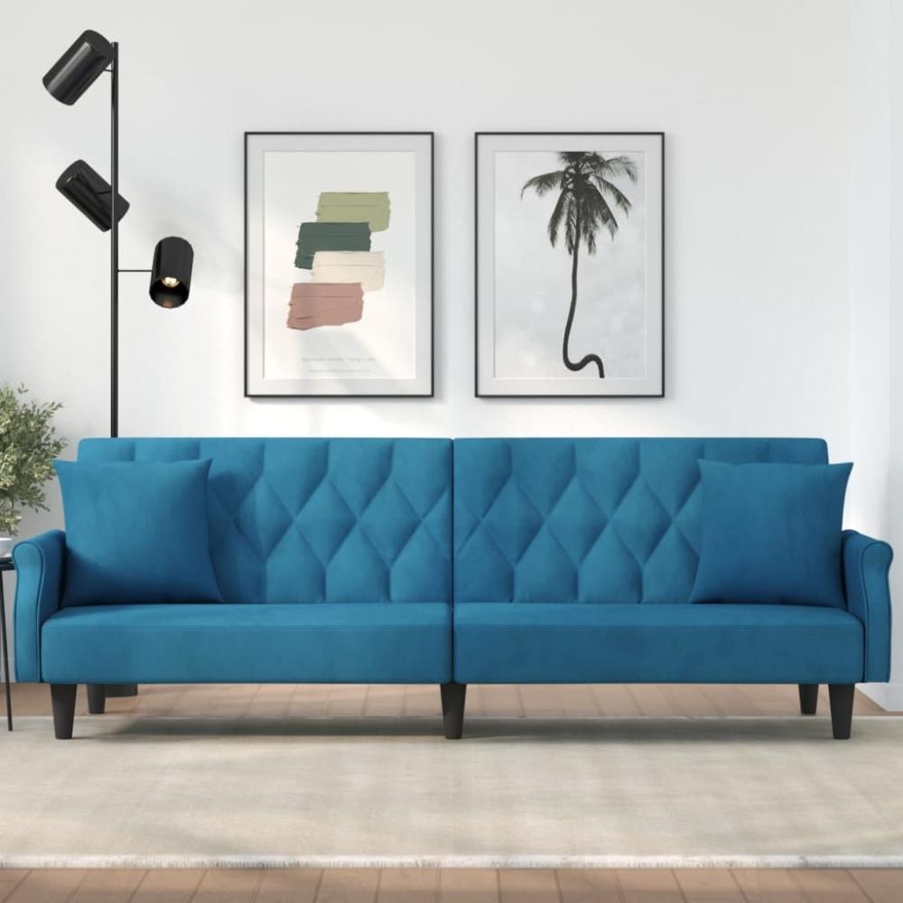 vidaXL Schlafsofa mit Armlehnen Blau Samt Bild 1