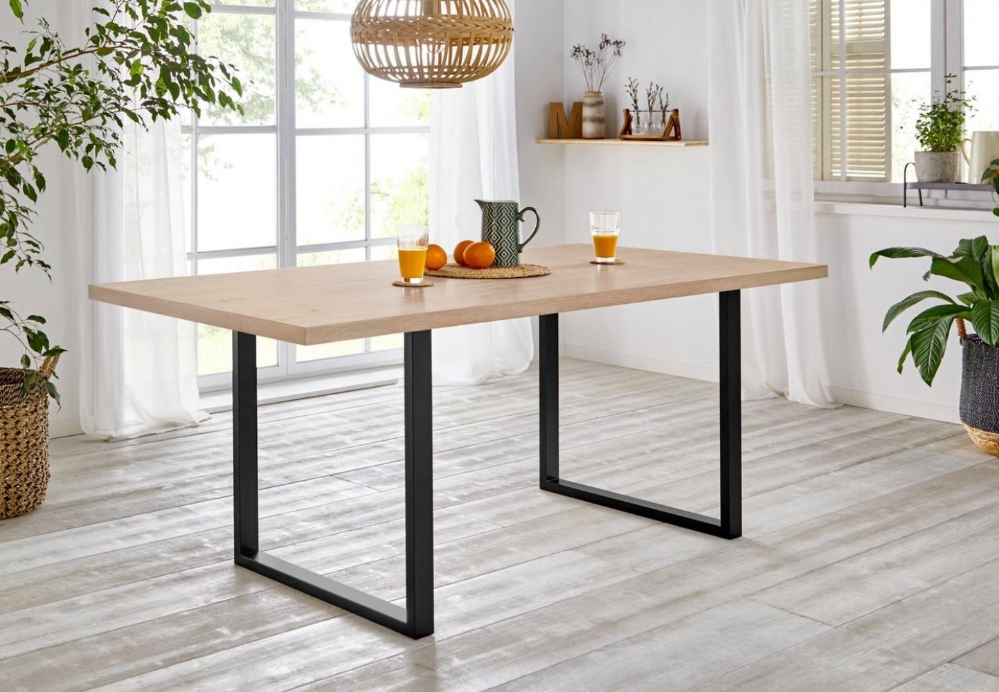 FORTE Tables Esstisch, Holzwerkstoff, Beige/Schwarz, 160 x 74,7 x 90 cm Bild 1