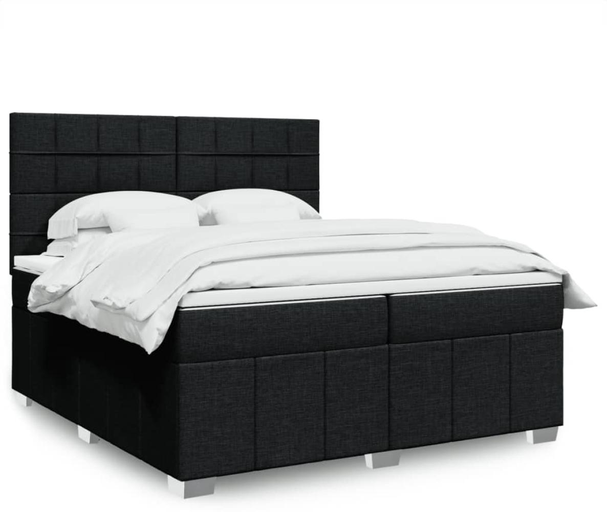 vidaXL Boxspringbett mit Matratze Schwarz 200x200 cm Stoff 3291777 Bild 1