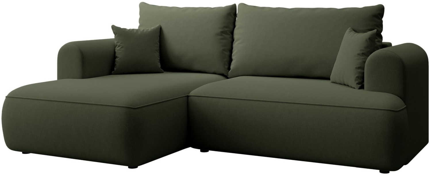 Selsey ''Ovo Mini' Eckschlafsofa linksseitig mit Stauraum, Easy-Clean-Samtbezug, olivgrün, 93 x 238 x 156 cm Bild 1