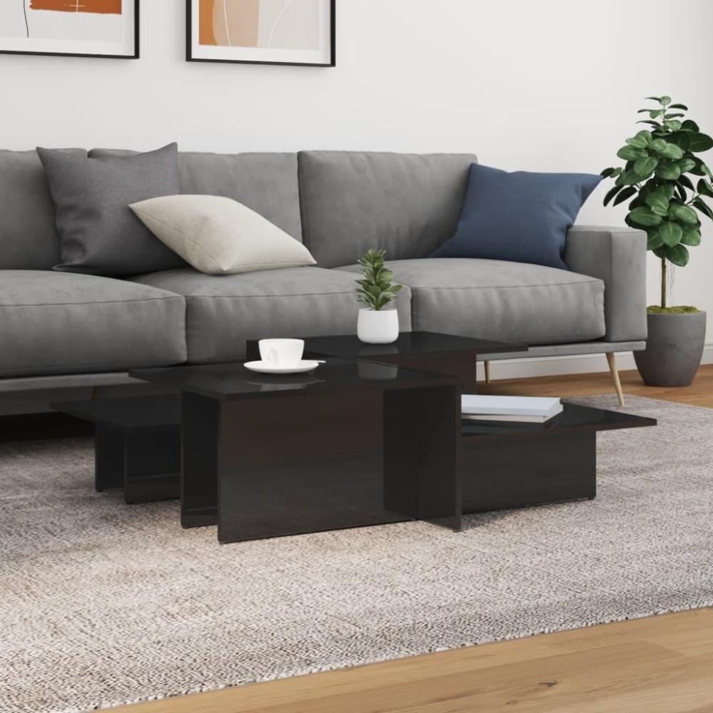 vidaXL Couchtische 2 Stk. Hochglanz-Schwarz Holzwerkstoff 3216156 Bild 1