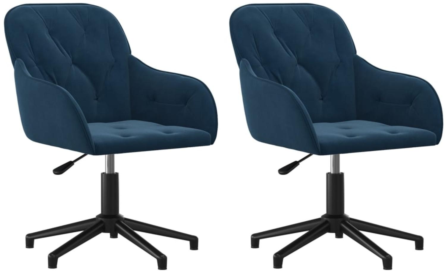 vidaXL Esszimmerstühle 2 Stk. Drehbar Blau Samt 3103376 Bild 1