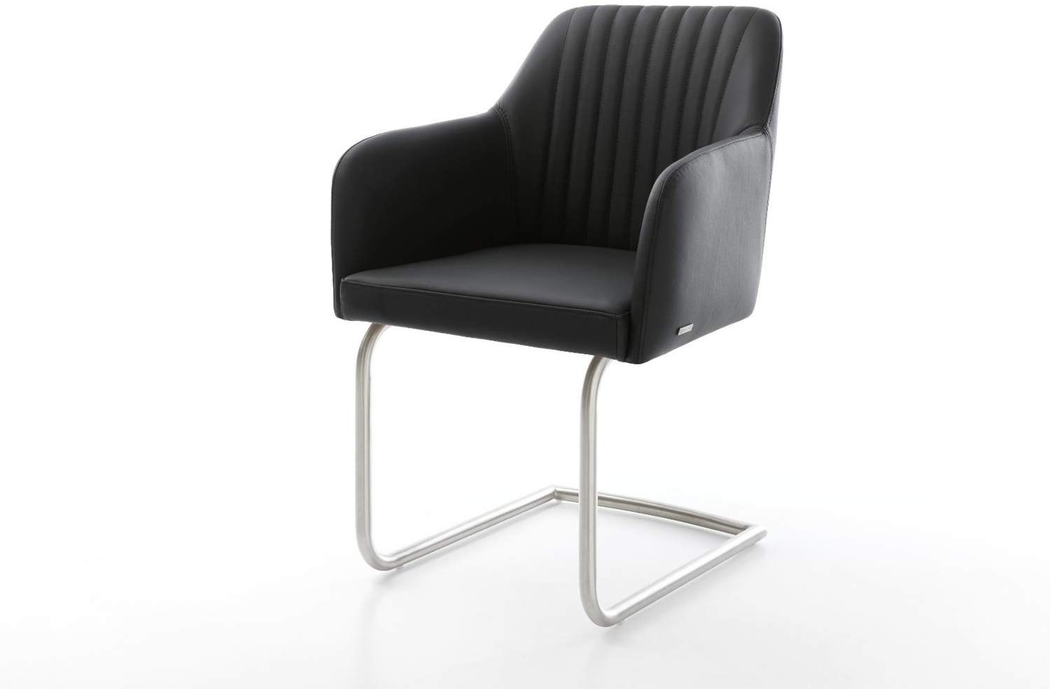 Freischwinger Greg-Flex Echt-Leder Schwarz Freischwinger rund Edelstahl Taschenfederkern Bild 1