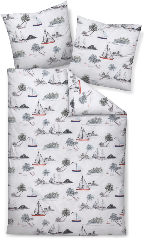 Janine Mako-Soft-Seersucker Bettwäsche 155x200,80x80 2 teilig Tango 20150-02-510 pastellblau graphit Bild 1