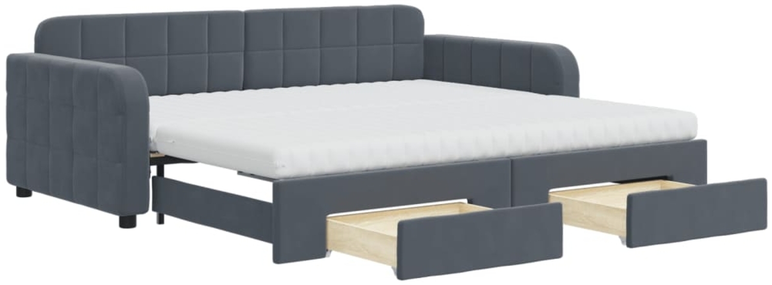 vidaXL Tagesbett Ausziehbar mit Schubladen Dunkelgrau 90x190 cm Samt 3197015 Bild 1