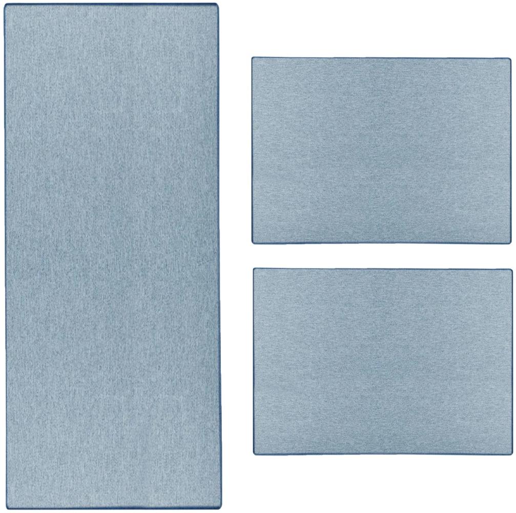 Bettumrandung | Sabang | Sisal-Optik | 3-teilige Teppichbrücke | Blau / 2 x 67 x 130 cm & 67x330 cm Bild 1