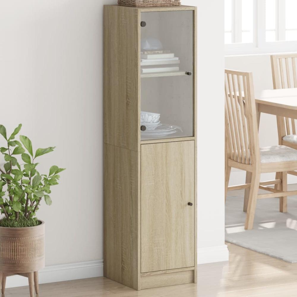 vidaXL Highboard mit Glastür Sonoma-Eiche 35x37x142 cm 836443 Bild 1