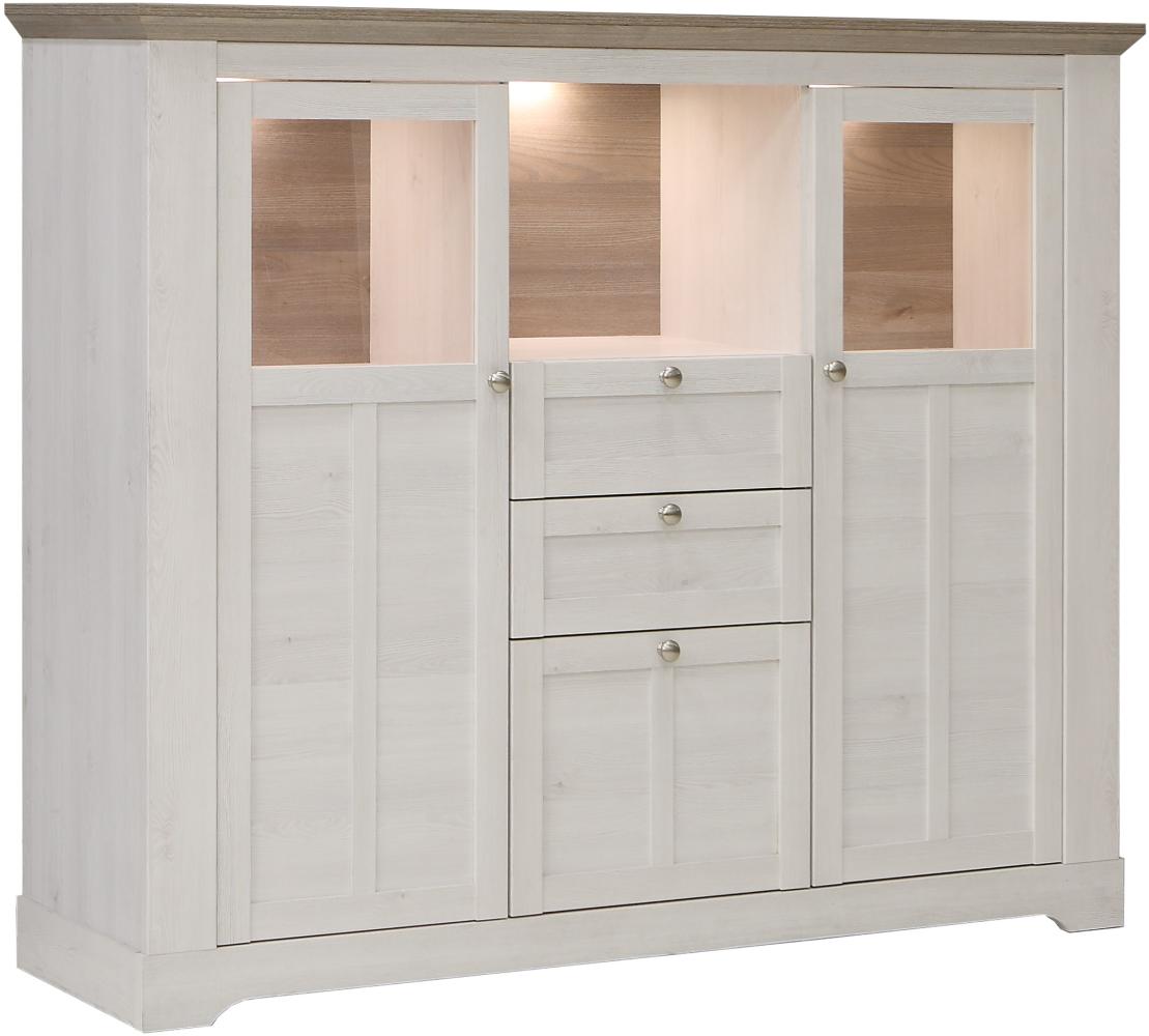 Highboard >Indianapolis< in Schneeeiche - 165x136,1x44,3cm (BxHxT) Bild 1