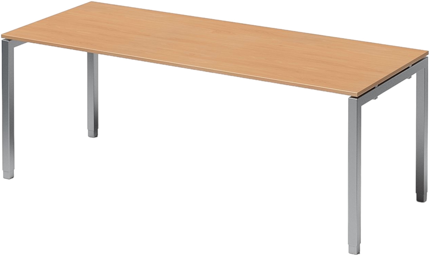 Bisley Cito höhenverstellbarer Schreibtisch 200x80 cm, Tischplatte in Buche, Gestell in Silber - PC Tisch für's Büro manuell höhenverstellbar, Computertisch verstellbar, DUH2008-BC-355 Bild 1